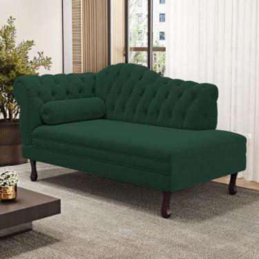 Imagem de Divã Recamier Chaise Longue Lavínia 150cm Capitonê Pés de Madeira Velu