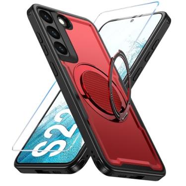 Imagem de Yimer Capa para Samsung Galaxy S22 compatível com Mag-Safe, suporte de anel giratório 360, capa com suporte magnético, capa de telefone à prova de choque de grau militar, com protetor de tela, TPU e