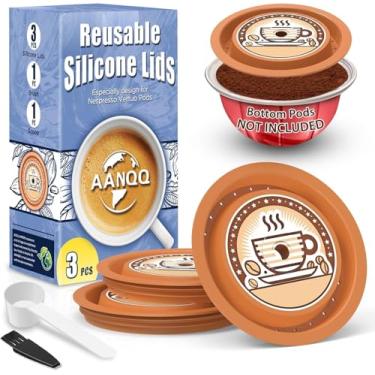 Imagem de AANQQ Tampas reutilizáveis para cápsulas Nespresso Vertuo, 3 tampas de silicone de grau alimentício para qualquer tamanho de cápsula Vertuo recarregável Nespresso Vertuo Pod (3 peças de tampas Vertuo