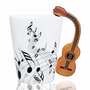 Imagem de LanHong Caneca de guitarra Caneca de café presente para guitarristas músico - Presentes de copo de guitarra de 382 g para amantes de música - Canecas de café de música, presentes de aniversário e
