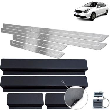 Imagem de Soleira Inox Renault Symbol 2009 a 2013 Prata Baixo Relevo