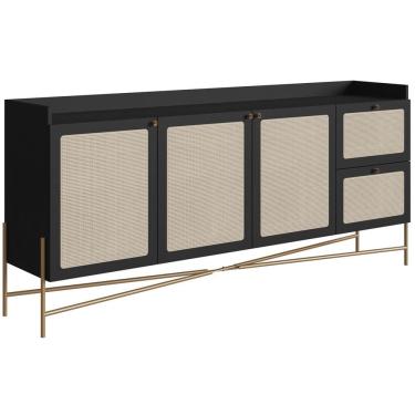 Imagem de Aparador Balcao Buffet 183 Cm Pes Metal 28935 Oslo Nero Artesano