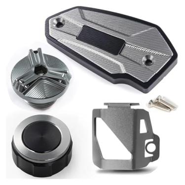 Imagem de Tampas de fluido de freio dianteiro e traseiro da motocicleta e acessórios de proteção da tampa de enchimento de óleo compatíveis com Z 900 Z900 2017-2022 2023 2024 (quatro titânio)