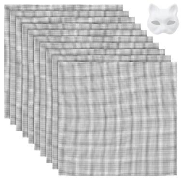 Imagem de BENECREAT 10 peças de malha de olho preto para máscara, tecido de malha de poliéster PVC de 20 x 20 cm para cosplay furries, adereços, móveis, artesanato
