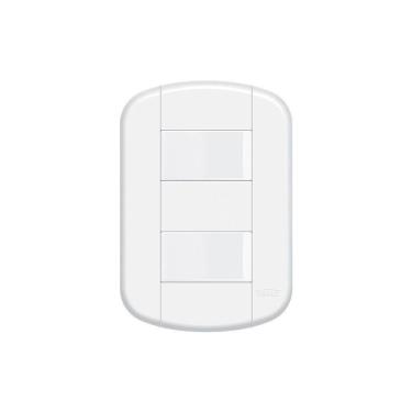 Imagem de Interruptor Simples Duplo Fame Blanc+ Distanciados Com Placa 4x2 Branco