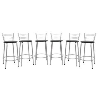 Imagem de Kit 6 Cadeira Para Balcão Ilha Bistrô Banqueta 60cm Flórida Prata Bar 