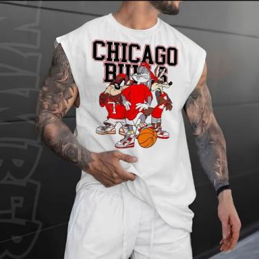 Imagem de Camiseta regata machao oversized masculino basquete chicago retro vint