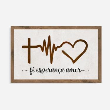 Imagem de Quadro Rústico Fé, Esperança e Amor - Artesanato em Madeira - Arks Pre