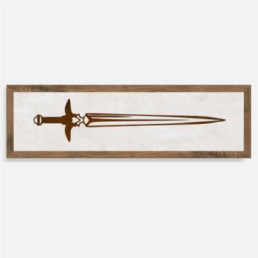 Imagem de Quadro Rústico Espada Artesanal em Madeira Pinus - Arks Presentes