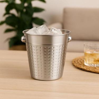 Imagem de Balde de Inox Martelado 16x13cm Balde para Gelo e Bebidas Decoração de