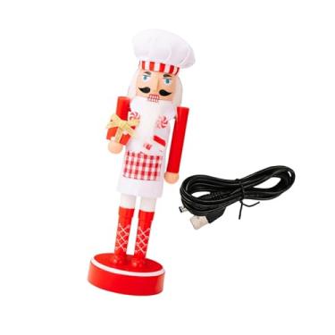 Imagem de oshhni Estatueta de quebra-nozes de Natal, estatueta de mesa, iluminada com luz embutida, 11,22'' de altura, para festas, lareira, colecionável para, Caixa de Presente Vermelha E Branca