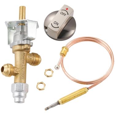 Imagem de Kit de válvula de controle de segurança de falha de chama a gás propano LPG propano de baixa pressão LP gás natural válvula de controle de segurança 3/8 alargador macho com termopar 61 cm e botão de