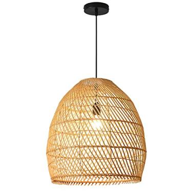 Imagem de Luminária de vime trançada à mão estilo industrial retrô para restaurantes rurais de fazenda 1 lâmpada de lanterna suspensa de vime
