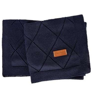 Imagem de Manta Bebe Menina Tricô Cobertor Bebê Menino Antialérgico Premium (Azul Marinho)