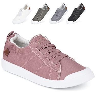 Imagem de JENN ARDOR Tênis de lona feminino clássico sem cadarço, tênis de lona com cadarço, casual, caminhada, rosa, 7.5