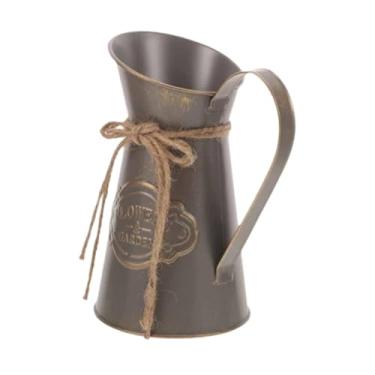 Imagem de Fenteer Vaso decorativo rústico para flores, suporte para flores antigo, jarra, vaso para flores artificiais para centro de mesa, quarto, Cinza