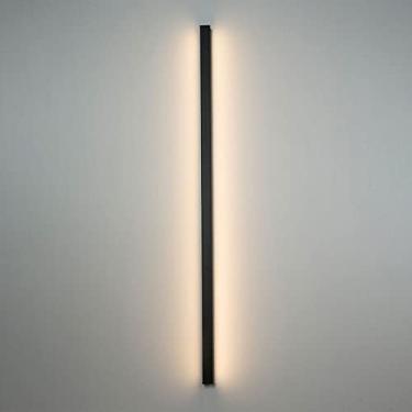 Imagem de Luminária de parede linear, luminária de parede de metal preto, luminária de parede minimalista para cabeceira de quarto, arandelas modernas para decoração de sala de estar, luminária de par