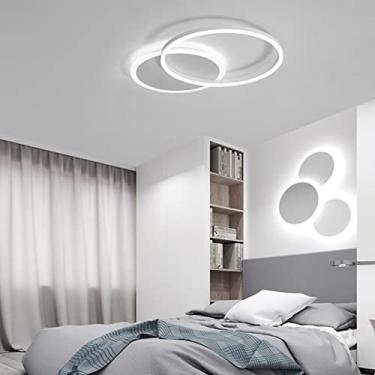 Imagem de Luminária de teto LED moderna com controle remoto, novas lâmpadas suspensas de arte, lustre de teto, geometria redonda e montagem embutida regulável para sala de estar, quarto/branco/3 cabeç