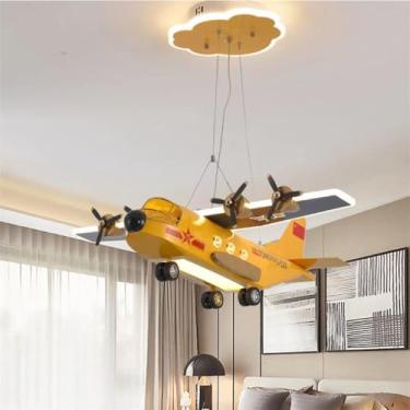 Imagem de Lustre de teto para quarto infantil, luminária semi-embutida, com controle remoto, regulável, LED, pendente, luminária moderna, avião, lustre para meninos, meninas, berçário infantil