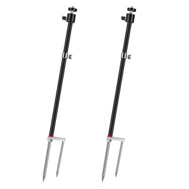 Imagem de Suporte para câmera de caça e trilha, alumínio 3 em 1, rotação de 360 graus, suporte de aterramento, conexão de rosca 6 mm para câmeras de caça, luz de pesca noturna, etc. (pacote com 2)