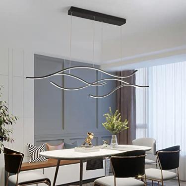 Imagem de Luminária pendente com design moderno e ondulado, luminária ajustável para cozinha, ilha, mesa de jantar, preta/branca fria, 120 cm, 60 W