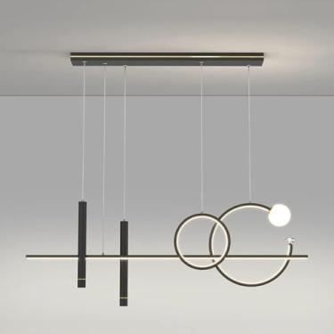Imagem de Lustre moderno de tira LED regulável - Luminária suspensa de teto para mesa de jantar, personalidade, ilha de cozinha, luz pendente ajustável, decoração para casa, luminária suspensa, decora