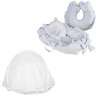 Imagem de Conjunto De Conforto E ProteçãO: Almofadas De AmamentaçãO + Barreira De SegurançA Infantil Equipada Com Rede Mosquiteira Durma Mais Profundamente, Descanse Mais Tranquilamente(Branco)