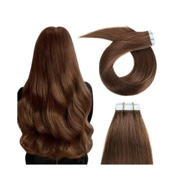 Imagem de Fita para extensão de cabelo Fita em extensões de cabelo em linha reta cabelo humano fita ins para mulheres cabelo remy brasileiro 20pcs/50g fita adesiva dupla face invisível em extensões de cabelo Fi