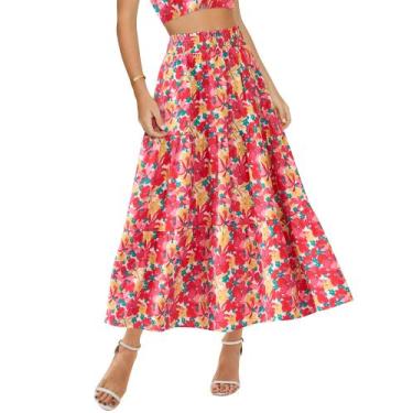 Imagem de Saia BTFBM com estampa floral Midi Maxi para mulheres, verão 2025
