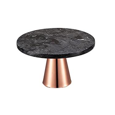 Imagem de Suporte de bolo de mármore com base de metal, mesa multiuso para sobremesa, chá da tarde, cupcake, bandeja de serviço de confeitaria de casamento, suporte para cupcake (E)