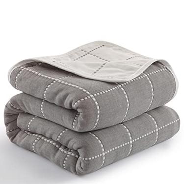 Imagem de Cobertor de toalha de gaze, padrão floral, padrão xadrez, cobertor de toalha grande, tecido de 6 camadas, cobertor quente, 100% algodão, cobertor de gaze para soneca, 90 x 100, cobertor de viagem