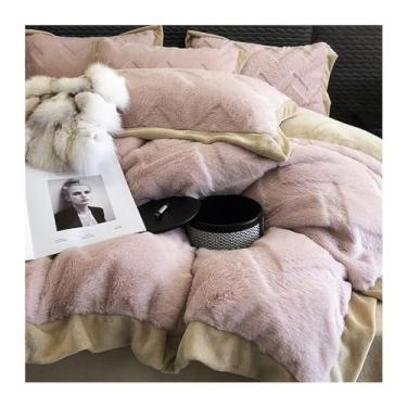 Imagem de Conjunto de edredom luxuoso e fofo, 3 peças, 4 peças, super macio, pele sintética de coelho, leite fofo, conjunto de cama quente de inverno, a melhor escolha para dar de presente, edredom (4 220 x 240