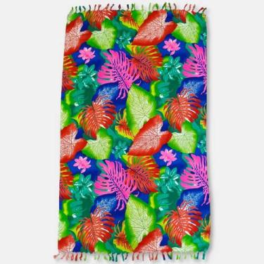Imagem de Canga e Saída de Praia Poliéster Flores e Folhas - Sarat Moda Indiana,