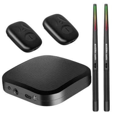 Imagem de Baquetas de ar, kit de bateria elétrica portátil para prática com 8 sons, RGB com sensor de movimento 3D para adultos em casa e festa, crianças, presente - com caixa de presente DS04