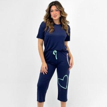 Imagem de Pijama Baunilha Manga Curta com Calça Pantacourt Feminino-Feminino