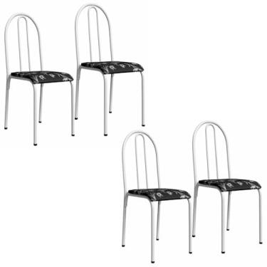 Imagem de Kit 4 Cadeiras 544 Sala Jantar Cozinha Pés Aço Tubular Floral/branco