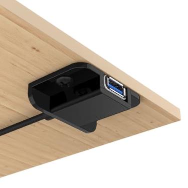 Imagem de CaSZLUTION Suporte de cabo de extensão USB sob a mesa – 1 organizador pequeno Arylic para montagem de cabo de extensão USB, fácil acesso e plugue seguro, preto
