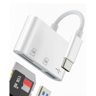 Imagem de Leitor de cartão micro SD USB C SD Adaptador USB OTG (3 em 1) Porta USB-A para Apple para iPhone 16 15 compatível com câmera digital Samsung TF Memory Flash Drive externo para iPad, MacBook, laptop