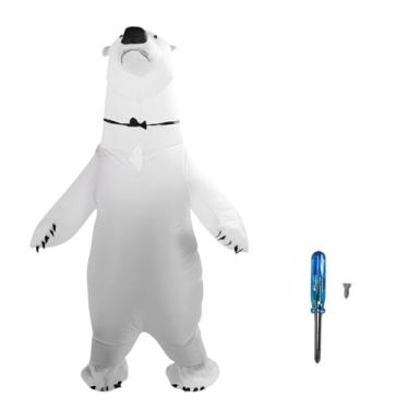 Imagem de Fantasia inflável de urso polar, costura reforçada, leve, reutilizável, fantasia de animal para cosplay de Halloween
