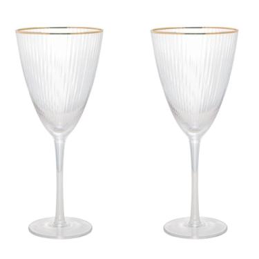 Imagem de WOLFF - Conjunto 2 Taças de Vidro com Borda Dourada Lines 400ml para Vinho