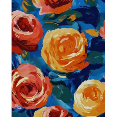 Imagem de BOKEBEVE Papel de parede de pintura a óleo papel de parede em bastão e casca de aquarela papel de parede floral boho moderno papéis de parede para armário armário removível locatário amigável azul