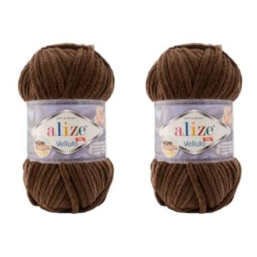 Imagem de Cobertor de bebê Alize Velluto 100% micropoliéster veludo lote de 2 skn 150 jardas 2x100 gramas, peso do fio: super volumoso (493 - marrom)
