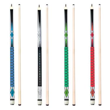 Imagem de Joovon Conjunto de 4 varas de bilhar com ponta de taco de 13 mm, acessórios de mesa de bilhar de 147 cm, taco de sinuca com manga antiderrapante de borracha