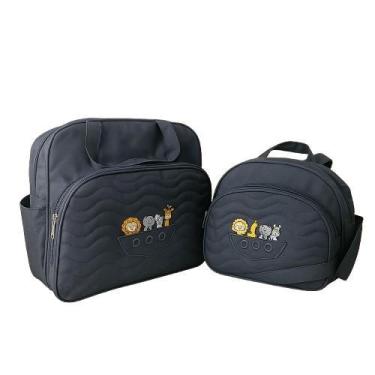 Imagem de Kit Bolsa e Frasqueira para Saída Maternidade Bordada Arca de Nóe - Sa