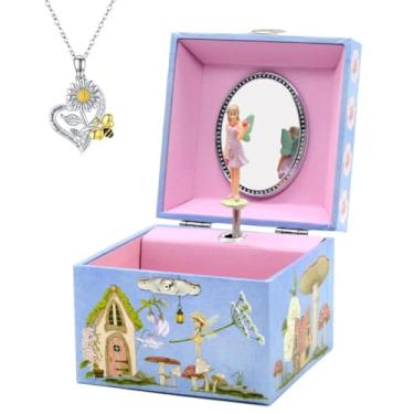 Imagem de Caixa de joias musical para meninas, pequena caixa de joias de bailarina musical, caixa de música para decoração de quarto para meninas, presentes de Natal/aniversário para meninas (10 cm)