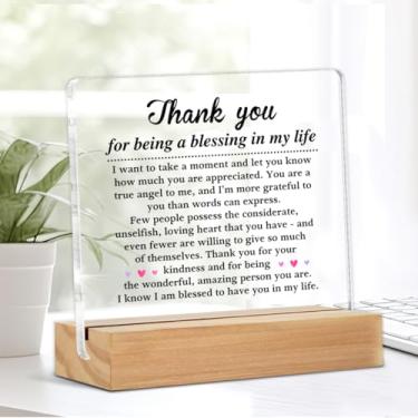 Imagem de Thank You Gifts Women Men Friends Besties, Special Appreciation Gifts, Thank You for Being a Blessing in My Life Sinais decorativos para escritório em casa para mesa