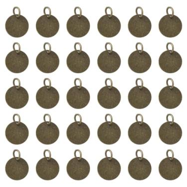Imagem de SUNNYCLUE 1 caixa, 120 peças, berloques redondos vazios de metal estampados, 1,2 cm, bronze, antigo, gravado, etiqueta, pingentes em branco com anéis de salto para fazer joias, pulseira, colar