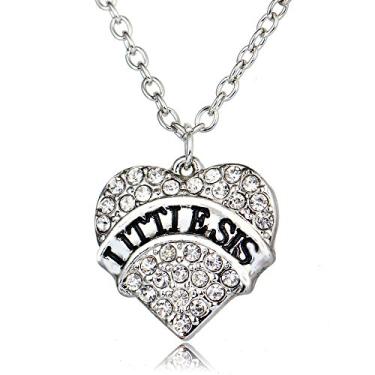 Imagem de Colar de irmã de presente para irmãs mais velhas e irmãs, irmãzinha, pingente de coração para mulheres, presente de aniversário de Natal para irmãs, One Size, Strass, Sem Pedra Preciosa