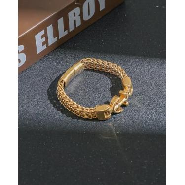 Imagem de Pulseira de corda de aço inoxidável em forma de âncora dourada vintage joia presente pulseira estilo geométrico BLC448-02