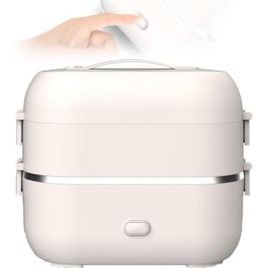 Imagem de Lancheira Térmica,Panela de Arroz Mini Independente de Camada Dupla com Grande Capacidade de 2L,Material em Aço Inoxidável,Design 3 em 1 para Carro,Caminhão e Escritório